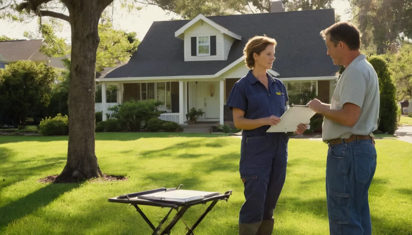 A homeowner reviewing a written tree removal quote with a local provider in the Middleburg area