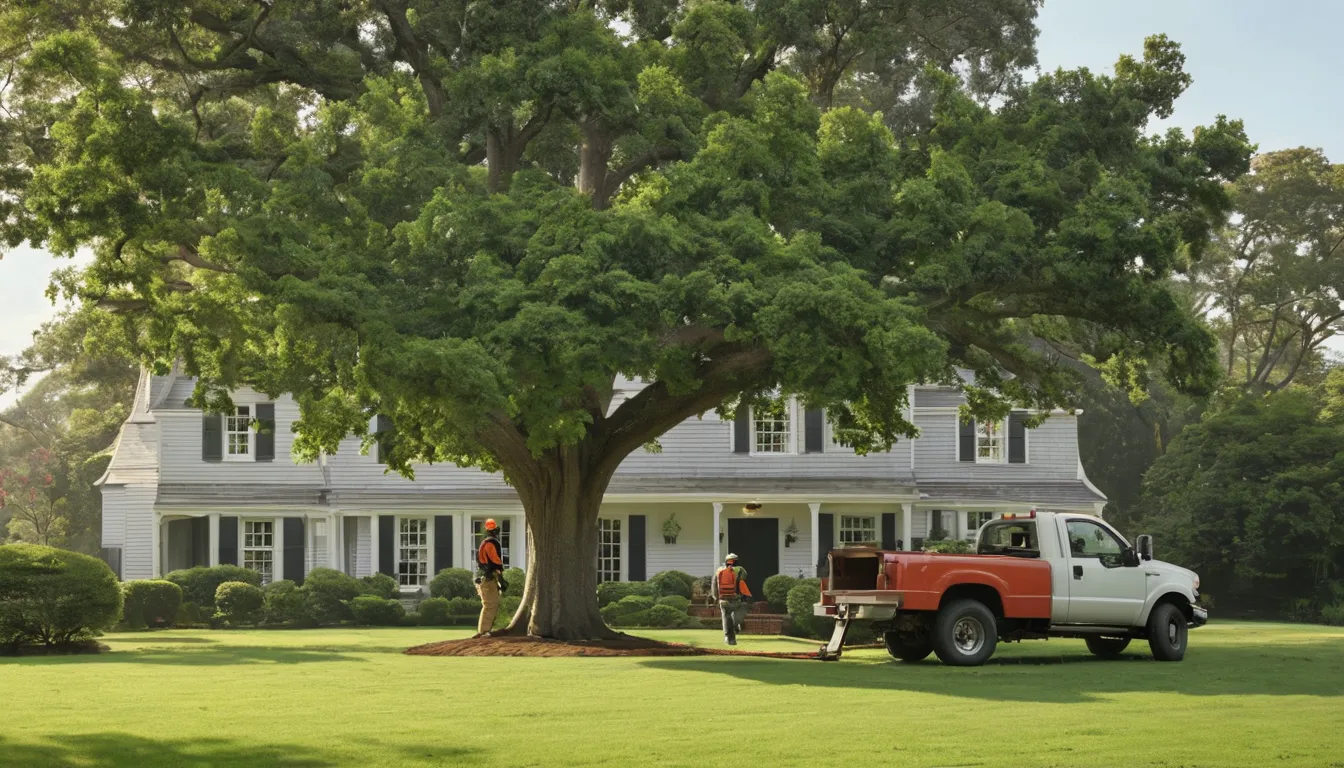 Local tree removal provider cutting a large backyard tree near a colonial home in the Middleburg area